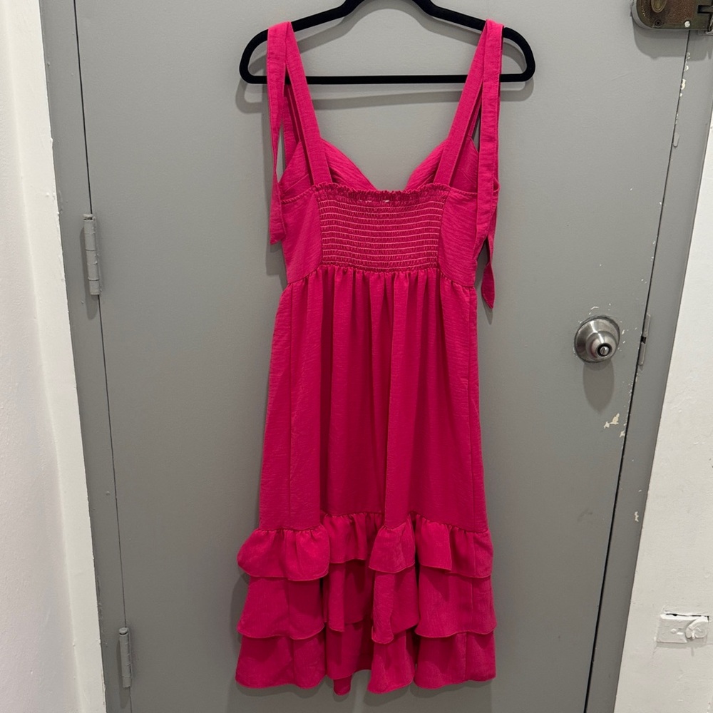 Bright Pink Ruffle Hem Sundress - Picture 4 of 8